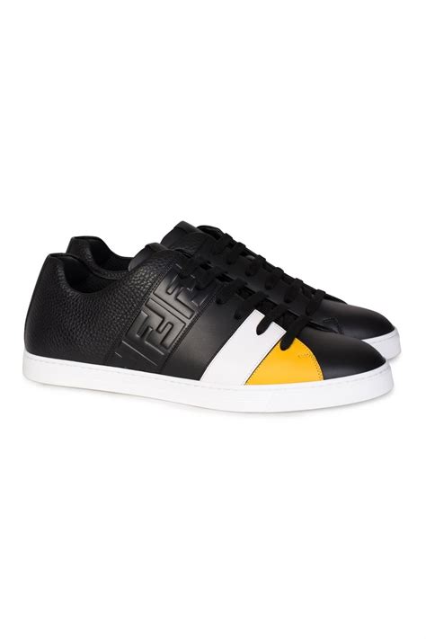 fendi face leather low top sneakers|fendi leather shoes.